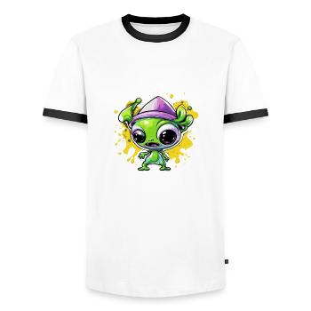 Alien / Außerirdisch / Ufo / Area 51 / All / Mars - Men's Ringer Shirt - white/black - Front - AI Model Female 172 light (172cm) & AI Model Male 178 dark (178cm)