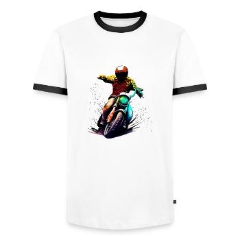 Motorcycle Motorcross Motorbike Fan Motorcyclist - Men's Ringer Shirt - white/black - Front - AI Model Female 172 light (172cm) & AI Model Male 178 dark (178cm)