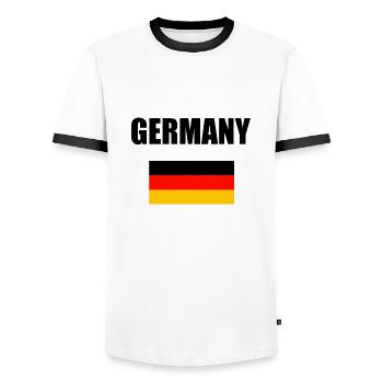 Germany with flag design - Men's Ringer Shirt - white/black - Front - AI Model Female 172 light (172cm) & AI Model Male 178 dark (178cm)