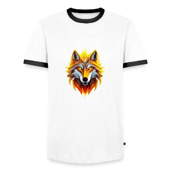 Fuchs - Männer Kontrast-T-Shirt - Weiß/Schwarz - Vorne - AI Model Female 172 light (172cm) & AI Model Male 178 dark (178cm)