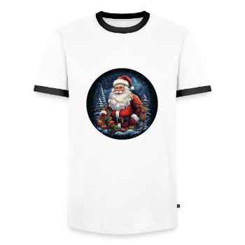 Weihnachtsmann an Weihnachten mit Geschenken - Männer Kontrast-T-Shirt - Weiß/Schwarz - Vorne - AI Model Female 172 light (172cm) & AI Model Male 178 dark (178cm)