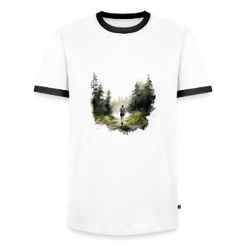 Schneller, weiter, stärker: Dein Jogging Shirt - Männer Kontrast-T-Shirt - Weiß/Schwarz - Vorne - AI Model Female 172 light (172cm) & AI Model Male 178 dark (178cm)