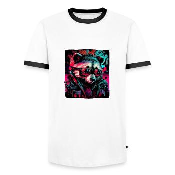 Cyberraton laveur - T-shirt contrasté Homme - blanc/noir - Devant - AI Model Female 172 light (172cm) & AI Model Male 178 dark (178cm)