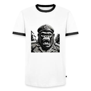 General Gorilla - Men's Ringer Shirt - white/black - Front - AI Model Female 172 light (172cm) & AI Model Male 178 dark (178cm)