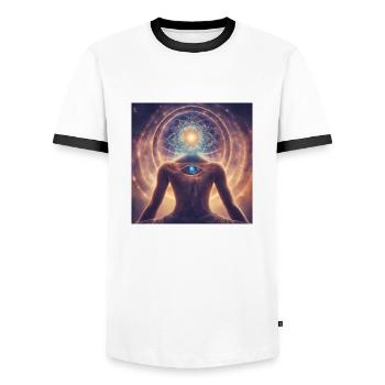 Weltall Planeten Sterne - Männer Kontrast-T-Shirt - Weiß/Schwarz - Vorne - AI Model Female 172 light (172cm) & AI Model Male 178 dark (178cm)