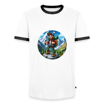 Hikers in the Alps - Men's Ringer Shirt - white/black - Front - AI Model Female 172 light (172cm) & AI Model Male 178 dark (178cm)