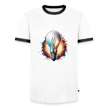 Bulb / Bulb / Brightness / Light - Men's Ringer Shirt - white/black - Front - AI Model Female 172 light (172cm) & AI Model Male 178 dark (178cm)