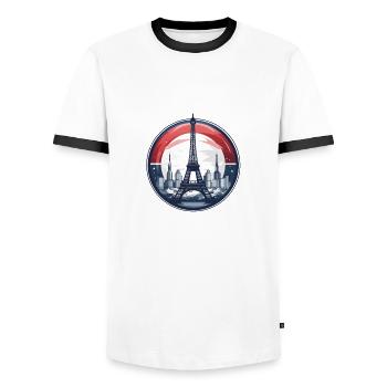 Paris Eiffelturm - Männer Kontrast-T-Shirt - Weiß/Schwarz - Vorne - AI Model Female 172 light (172cm) & AI Model Male 178 dark (178cm)