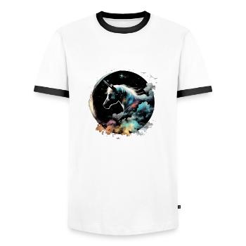 Night unicorn - Men's Ringer Shirt - white/black - Front - AI Model Female 172 light (172cm) & AI Model Male 178 dark (178cm)