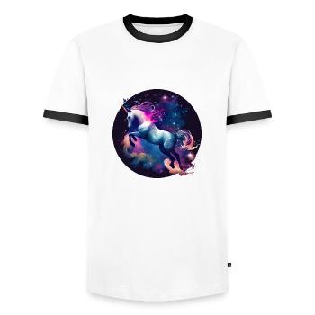 Magisches Einhorn - Männer Kontrast-T-Shirt - Weiß/Schwarz - Vorne - AI Model Female 172 light (172cm) & AI Model Male 178 dark (178cm)