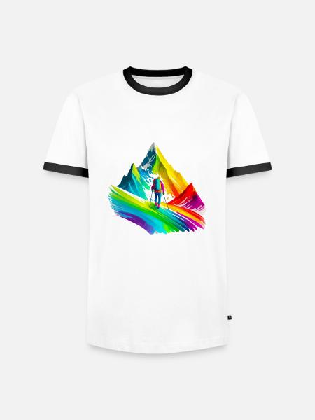 Bergsteigen, Wandern - Männer Kontrast-T-Shirt - Weiß/Schwarz