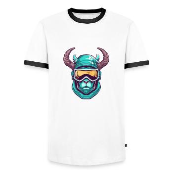 Steinbock Wintersport - Männer Kontrast-T-Shirt - Weiß/Schwarz - Vorne - AI Model Female 172 light (172cm) & AI Model Male 178 dark (178cm)