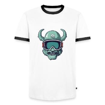 Steinbock Wintersport - Männer Kontrast-T-Shirt - Weiß/Schwarz - Vorne - AI Model Female 172 light (172cm) & AI Model Male 178 dark (178cm)
