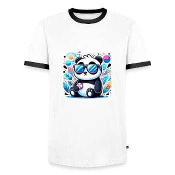Panda Sonnenbrille - Männer Kontrast-T-Shirt - Weiß/Schwarz - Vorne - AI Model Female 172 light (172cm) & AI Model Male 178 dark (178cm)