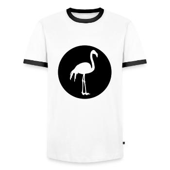 Conception de flamant rose - T-shirt contrasté Homme - blanc/noir - Devant - AI Model Female 172 light (172cm) & AI Model Male 178 dark (178cm)