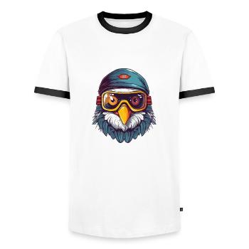 Adler Winter Schnee - Männer Kontrast-T-Shirt - Weiß/Schwarz - Vorne - AI Model Female 172 light (172cm) & AI Model Male 178 dark (178cm)