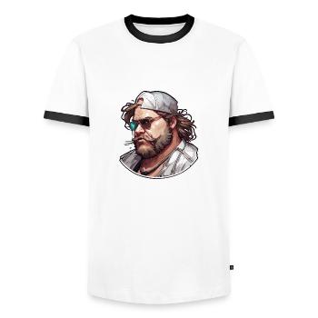 Typ / Kerl / Mann / Männlich / Bart / Porträt - Männer Kontrast-T-Shirt - Weiß/Schwarz - Vorne - AI Model Female 172 light (172cm) & AI Model Male 178 dark (178cm)