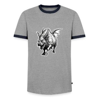 Stier / Bulle / Tier / Hörner / Stierkampf - Männer Kontrast-T-Shirt - Grau/Navy  - Vorne - AI Model Female 172 light (172cm) & AI Model Male 178 light (178cm)
