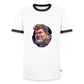 Typ / Kerl / Mann / Männlich / Bart / Porträt - Männer Kontrast-T-Shirt - Weiß/Schwarz - Vorne - AI Model Female 172 light (172cm) & AI Model Male 178 dark (178cm)