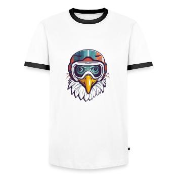 Adler Winter Schnee - Männer Kontrast-T-Shirt - Weiß/Schwarz - Vorne - AI Model Female 172 light (172cm) & AI Model Male 178 dark (178cm)
