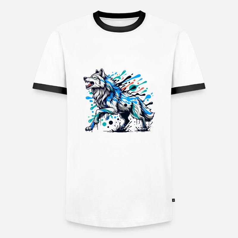 Wunderschöner Wolf - Männer Kontrast-T-Shirt - Weiß/Schwarz