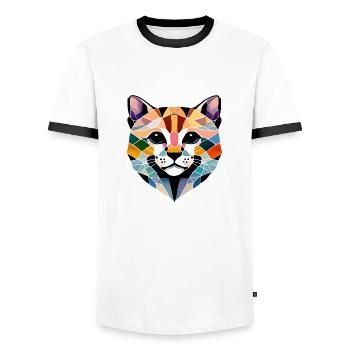 Chaton, Chat Siamois, Chat Domestique, Chat, Propriétaire De Chat - T-shirt contrasté Homme - blanc/noir - Devant - AI Model Female 172 light (172cm) & AI Model Male 178 dark (178cm)