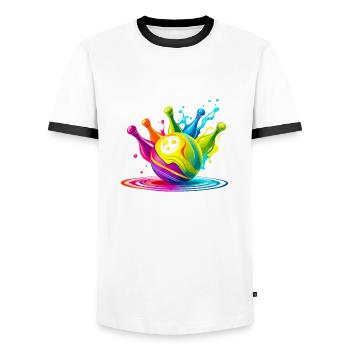 Bowling - Men's Ringer Shirt - white/black - Front - AI Model Female 172 light (172cm) & AI Model Male 178 dark (178cm)
