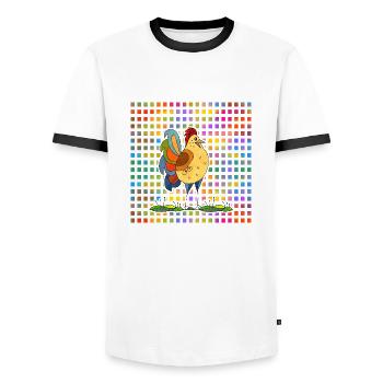 Hahn - Männer Kontrast-T-Shirt - Weiß/Schwarz - Vorne - AI Model Female 172 light (172cm) & AI Model Male 178 dark (178cm)