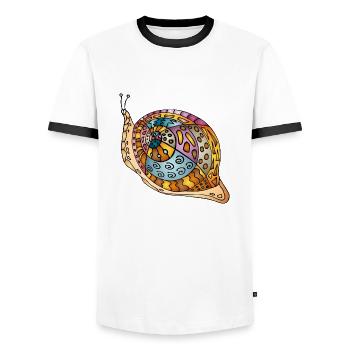 Schnecke - Männer Kontrast-T-Shirt - Weiß/Schwarz - Vorne - AI Model Female 172 light (172cm) & AI Model Male 178 dark (178cm)
