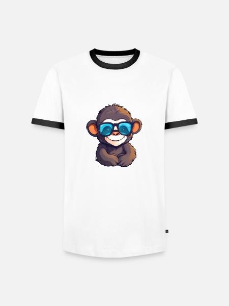 Little cute monkey wearing sunglasses. - Men's Ringer Shirt - white/black