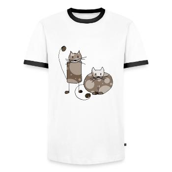 Katzen - Männer Kontrast-T-Shirt - Weiß/Schwarz - Vorne - AI Model Female 172 light (172cm) & AI Model Male 178 dark (178cm)