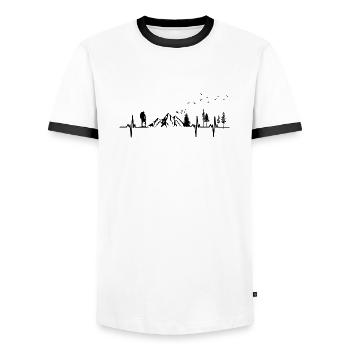 Mountain heartbeat - Men's Ringer Shirt - white/black - Front - AI Model Female 172 light (172cm) & AI Model Male 178 dark (178cm)