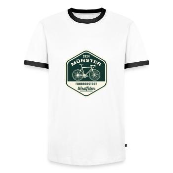 Münster - Fahrradstadt - Männer Kontrast-T-Shirt - Weiß/Schwarz - Vorne - AI Model Female 172 light (172cm) & AI Model Male 178 dark (178cm)