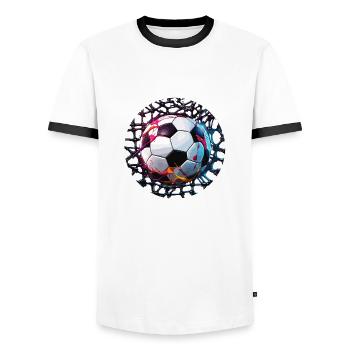 Soccer / Game / Ball / Field / Shooting - Men's Ringer Shirt - white/black - Front - AI Model Female 172 light (172cm) & AI Model Male 178 dark (178cm)