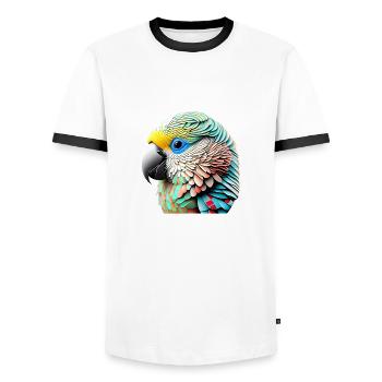 Perruche Bird Propriétaire d’oiseau Calopsitte - T-shirt contrasté Homme - blanc/noir - Devant - AI Model Female 172 light (172cm) & AI Model Male 178 dark (178cm)