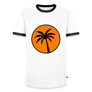 Paume 2 - T-shirt contrasté Homme - blanc/noir - Devant - AI Model Female 172 light (172cm) & AI Model Male 178 dark (178cm)