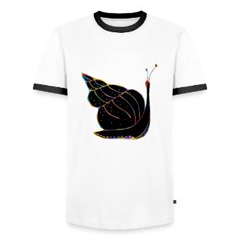 Schnecke - Männer Kontrast-T-Shirt - Weiß/Schwarz - Vorne - AI Model Female 172 light (172cm) & AI Model Male 178 dark (178cm)