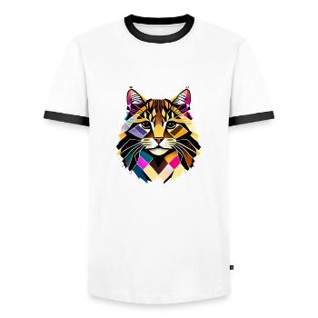 Maine Coon Cat Cat Chaton Chaton Chat Propriétaire - T-shirt contrasté Homme - blanc/noir - Devant - AI Model Female 172 light (172cm) & AI Model Male 178 dark (178cm)