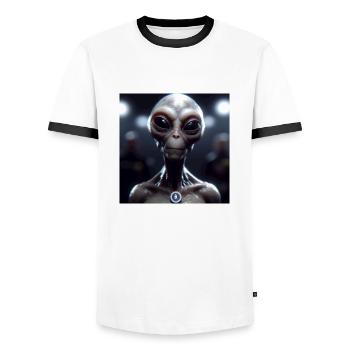 Astronomie - T-shirt contrasté Homme - blanc/noir - Devant - AI Model Female 172 light (172cm) & AI Model Male 178 dark (178cm)