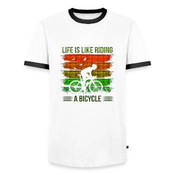 bike bicycle cycle lifestyle healthy transport - Men's Ringer Shirt - white/black - Front - AI Model Female 172 light (172cm) & AI Model Male 178 dark (178cm)