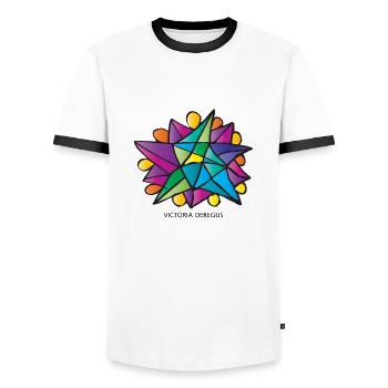 Étoile de Noël par Victoria Deregus 02 - T-shirt contrasté Homme - blanc/noir - Devant - AI Model Female 172 light (172cm) & AI Model Male 178 dark (178cm)