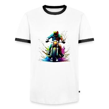 Motorcycle Motorcross Motorcyclist Motorbike Fan - Men's Ringer Shirt - white/black - Front - AI Model Female 172 light (172cm) & AI Model Male 178 dark (178cm)