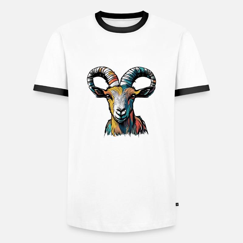 Ziege Steinbock Sternzeichen - Männer Kontrast-T-Shirt - Weiß/Schwarz