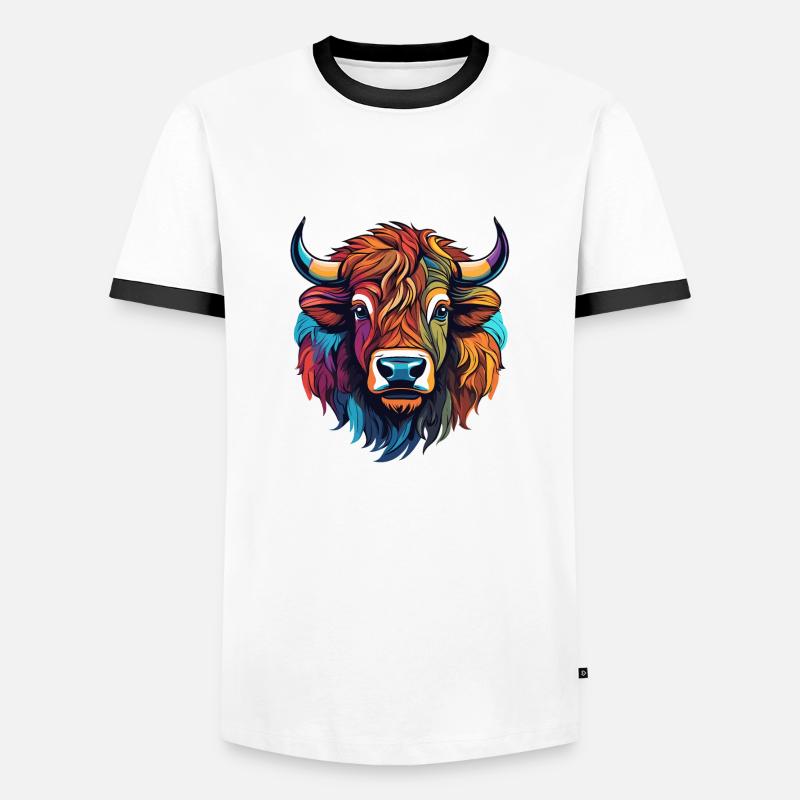 Bison - Men's Ringer Shirt - white/black