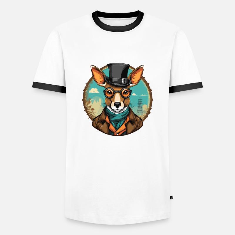 Känguru - Männer Kontrast-T-Shirt - Weiß/Schwarz