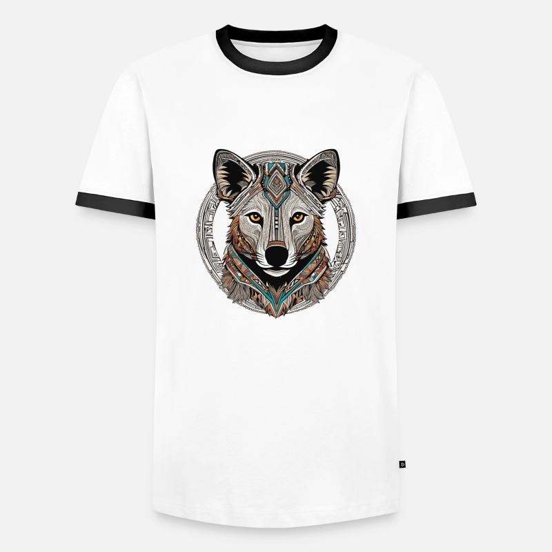 Hyäne - Männer Kontrast-T-Shirt - Weiß/Schwarz