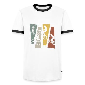 Vintage Retro Bike - Men's Ringer Shirt - white/black - Front - AI Model Female 172 light (172cm) & AI Model Male 178 dark (178cm)