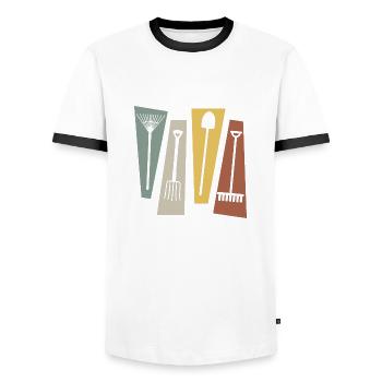 Vintage-Retro-Gartenarbeit - Männer Kontrast-T-Shirt - Weiß/Schwarz - Vorne - AI Model Female 172 light (172cm) & AI Model Male 178 dark (178cm)