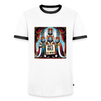 Rat Kings - Men's Ringer Shirt - white/black - Front - AI Model Female 172 light (172cm) & AI Model Male 178 dark (178cm)