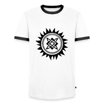 Wikinger Ornament - Männer Kontrast-T-Shirt - Weiß/Schwarz - Vorne - AI Model Female 172 light (172cm) & AI Model Male 178 dark (178cm)